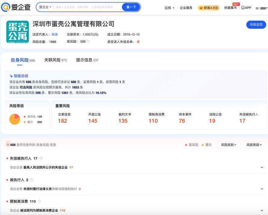深圳蛋壳公寓管理公司被责令关闭